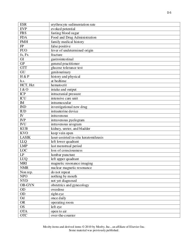 Abbreviation od medical Difference Between